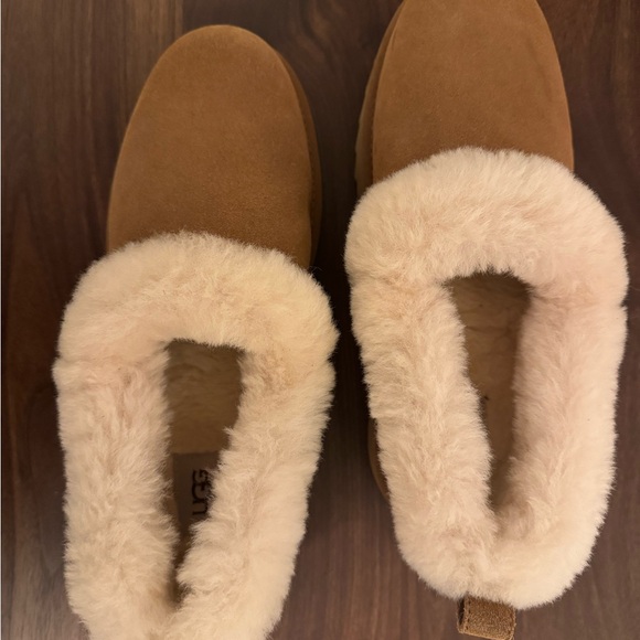 UGG Tan Suede Fur-Lined Slippers - Picture 2 of 6
